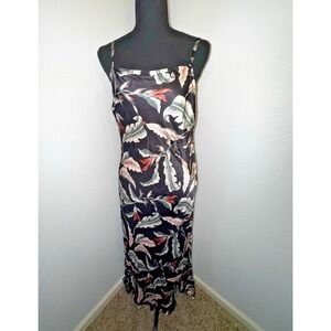 Rails MINA Paradiso Tropical Black Floral Midi Dress Size Medium